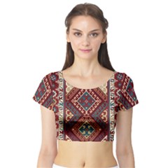 Armenian Carpet Short Sleeve Crop Top