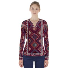 Armenian Carpet V-neck Long Sleeve Top