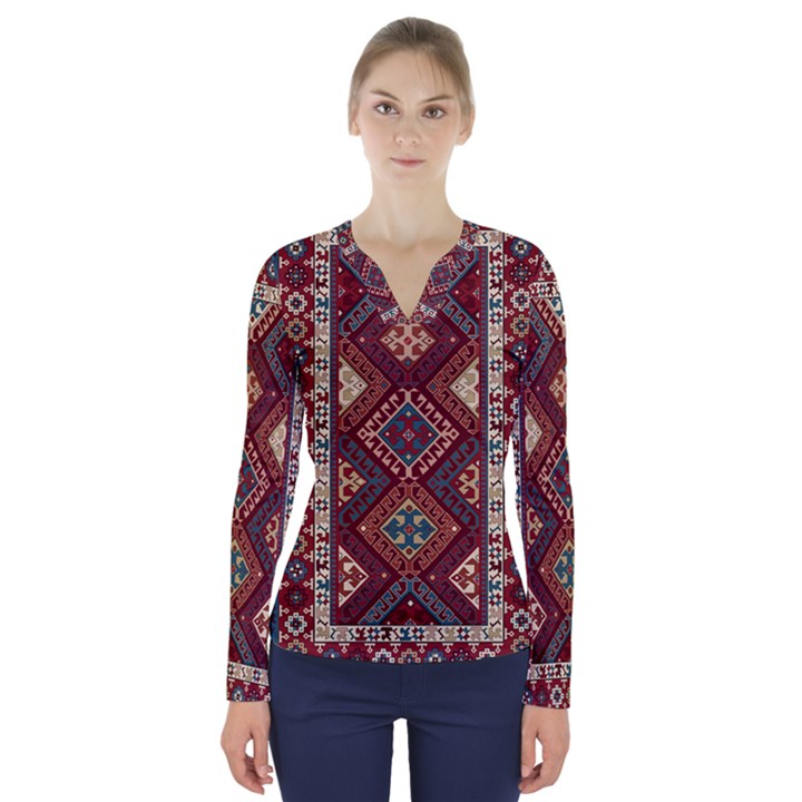 Armenian carpet V-Neck Long Sleeve Top