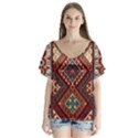 Armenian carpet V-Neck Flutter Sleeve Top View1