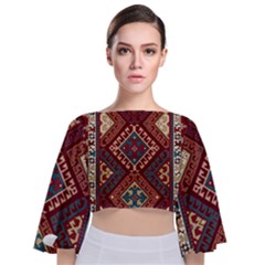 Armenian Carpet Tie Back Butterfly Sleeve Chiffon Top by Gohar