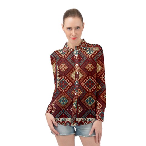 Armenian Carpet Long Sleeve Chiffon Shirt by Gohar