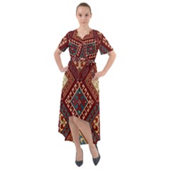 Armenian Carpet Front Wrap High Low Dress by Gohar