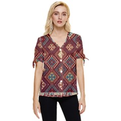 Armenian Carpet Bow Sleeve Button Up Top