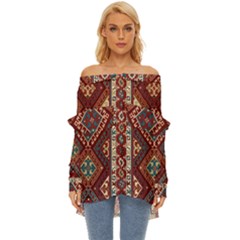 Armenian Carpet Off Shoulder Chiffon Pocket Shirt