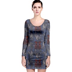 Armenian Ornaments Long Sleeve Bodycon Dress