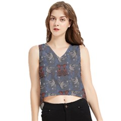 Armenian Ornaments V-neck Cropped Tank Top by Gohar