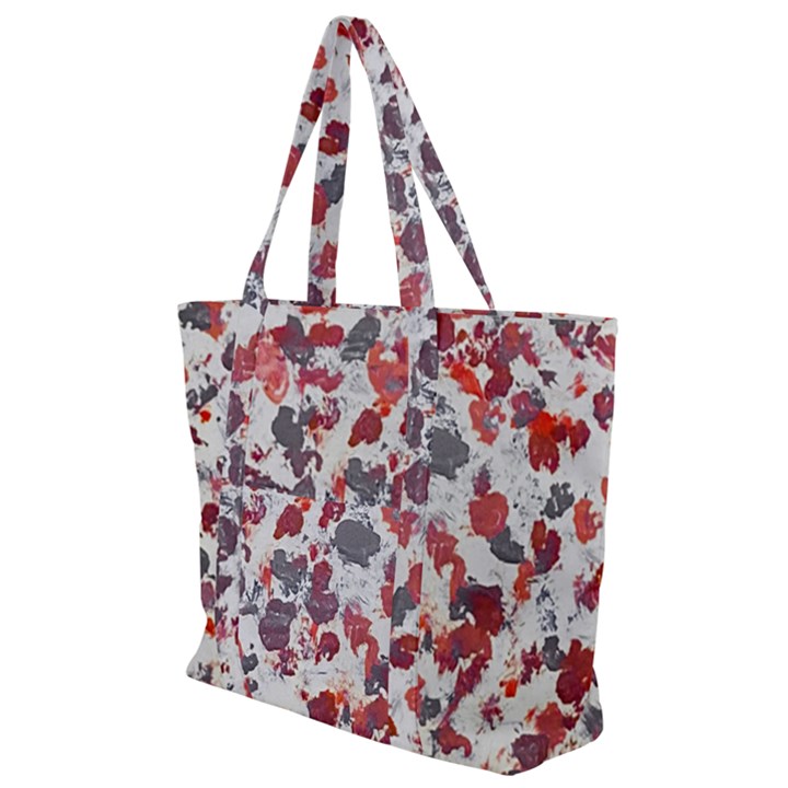 Abstract Random Painted Texture Zip Up Canvas Bag