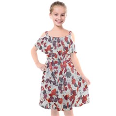 Abstract Random Painted Texture Kids  Cut Out Shoulders Chiffon Dress by dflcprintsclothing