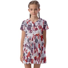 Abstract Random Painted Texture Kids  Asymmetric Collar Dress