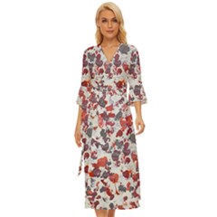 Abstract Random Painted Texture Midsummer Wrap Dress