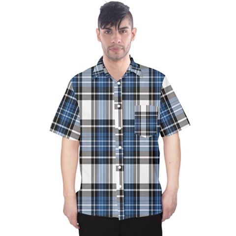 Blue Black Plaid Men s Hawaii Shirt by PerfectlyPlaid