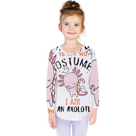 This Is My Human Costume I m An Axolotl Kids  Long Sleeve Tee by faguostyle