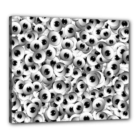 Eyes Drawing Motif Random Pattern Canvas 24  X 20  (stretched) by dflcprintsclothing