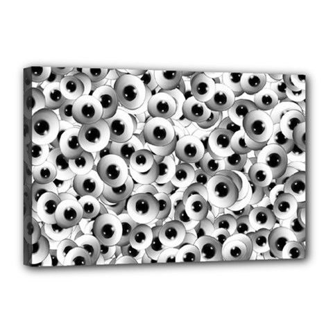 Eyes Drawing Motif Random Pattern Canvas 18  X 12  (stretched) by dflcprintsclothing