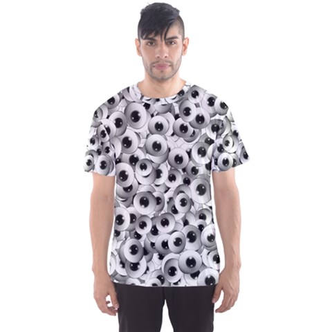 Eyes Drawing Motif Random Pattern Men s Sport Mesh Tee by dflcprintsclothing