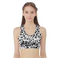 Eyes Drawing Motif Random Pattern Sports Bra With Border by dflcprintsclothing