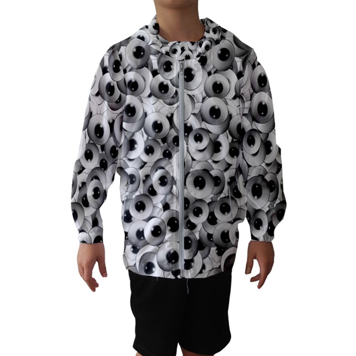 Eyes Drawing Motif Random Pattern Kids  Hooded Windbreaker