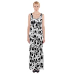 Eyes Drawing Motif Random Pattern Thigh Split Maxi Dress by dflcprintsclothing