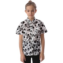 Eyes Drawing Motif Random Pattern Kids  Short Sleeve Shirt by dflcprintsclothing