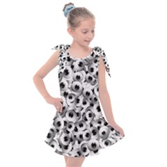 Eyes Drawing Motif Random Pattern Kids  Tie Up Tunic Dress by dflcprintsclothing