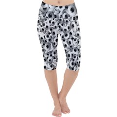 Eyes Drawing Motif Random Pattern Lightweight Velour Cropped Yoga Leggings