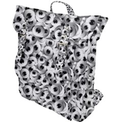 Eyes Drawing Motif Random Pattern Buckle Up Backpack