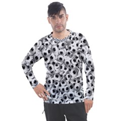 Eyes Drawing Motif Random Pattern Men s Pique Long Sleeve Tee