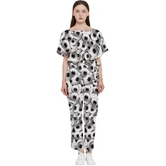 Eyes Drawing Motif Random Pattern Batwing Lightweight Chiffon Jumpsuit by dflcprintsclothing