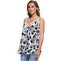 Eyes Drawing Motif Random Pattern Casual Spaghetti Strap Chiffon Top View2