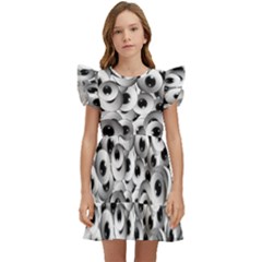 Eyes Drawing Motif Random Pattern Kids  Winged Sleeve Dress by dflcprintsclothing