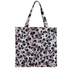 Eyes Drawing Motif Random Pattern Zipper Grocery Tote Bag