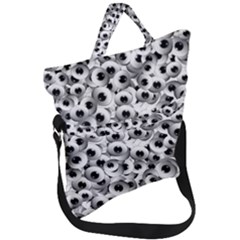 Eyes Drawing Motif Random Pattern Fold Over Handle Tote Bag by dflcprintsclothing