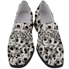 Eyes Drawing Motif Random Pattern Women s Chunky Heel Loafers by dflcprintsclothing