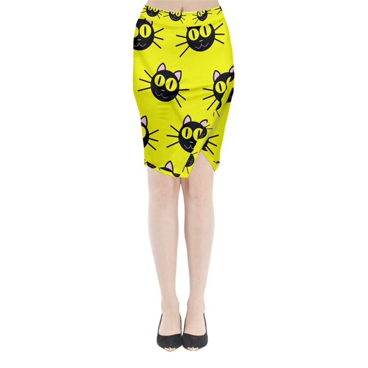 Cats Heads Pattern Design Midi Wrap Pencil Skirt