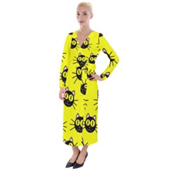 Cats Heads Pattern Design Velvet Maxi Wrap Dress by danenraven