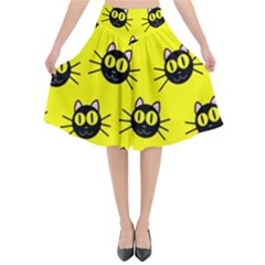 Cats Heads Pattern Design Flared Midi Skirt by danenraven