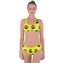 Cats Heads Pattern Design Criss Cross Bikini Set