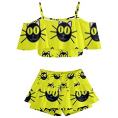 Cats Heads Pattern Design Kids  Off Shoulder Skirt Bikini by danenraven