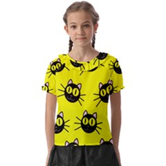 Cats Heads Pattern Design Kids  Frill Chiffon Blouse by danenraven