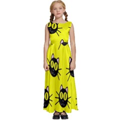 Cats Heads Pattern Design Kids  Satin Sleeveless Maxi Dress by danenraven