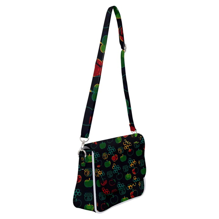 Apples Honey Honeycombs Pattern Shoulder Bag with Back Zipper