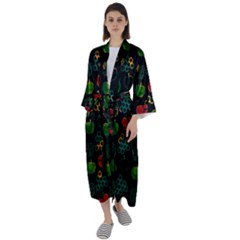 Apples Honey Honeycombs Pattern Maxi Satin Kimono by danenraven