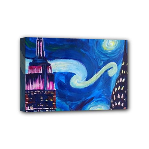 Starry Night In New York Van Gogh Manhattan Chrysler Building And Empire State Building Mini Canvas 6  X 4  (stretched) by danenraven