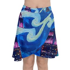 Starry Night In New York Van Gogh Manhattan Chrysler Building And Empire State Building Chiffon Wrap Front Skirt by danenraven