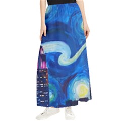 Starry Night In New York Van Gogh Manhattan Chrysler Building And Empire State Building Maxi Chiffon Skirt by danenraven