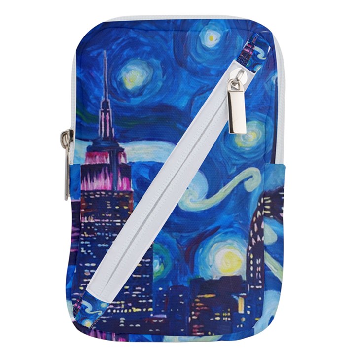 Starry Night In New York Van Gogh Manhattan Chrysler Building And Empire State Building Belt Pouch Bag (Large)