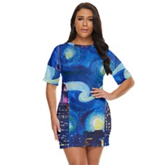 Starry Night In New York Van Gogh Manhattan Chrysler Building And Empire State Building Just Threw It On Dress by danenraven