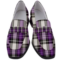 Purple Black Plaid Women s Chunky Heel Loafers