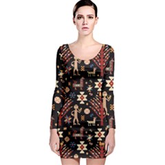 Carpet-symbols Long Sleeve Bodycon Dress by Gohar